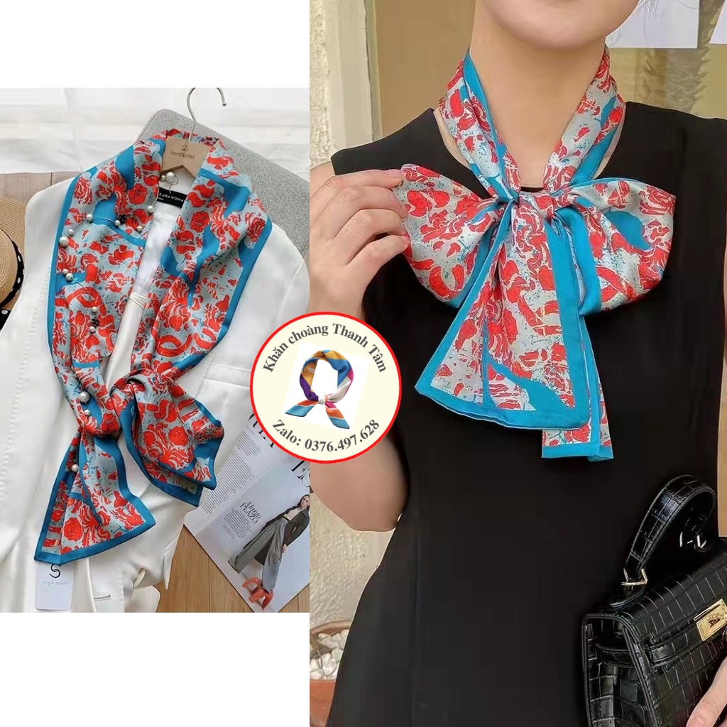Khăn lụa dài chữ nhật 145x15cm- Khăn turban badana quàng cổ quấn tóc quấn túi nữ công sở thời trang cao cấp