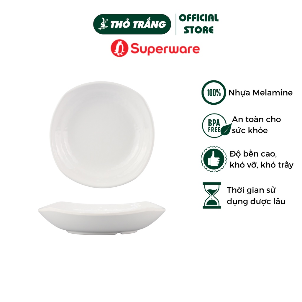 Dĩa nhựa melamine màu trắng Srithai Superware cao cấp đa dạng mẫu mã