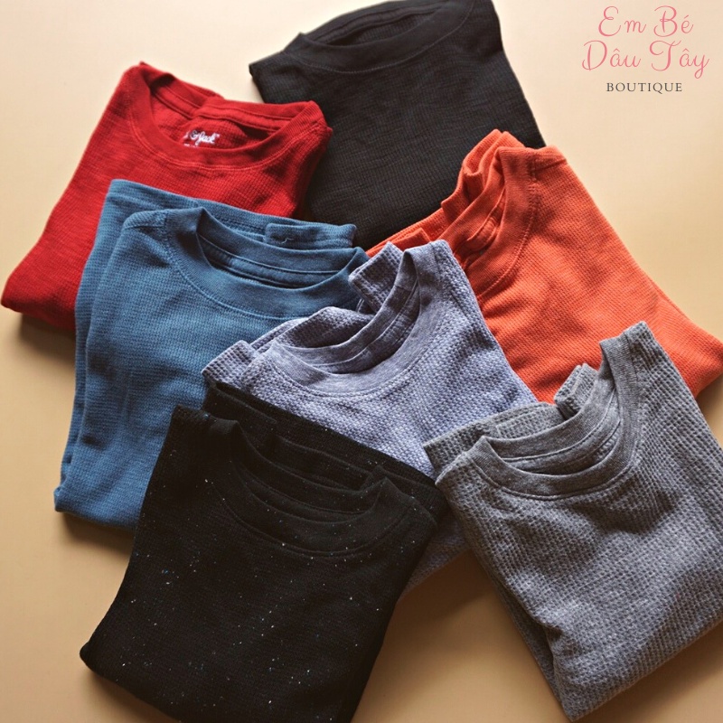 Áo thun dài tay bé trai 15-50kg, chất thun tổ ong xịn đẹp C&J VNXK. Áo thu đông bé trai. Áo tổ ong cho bé