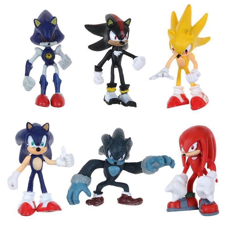 Set 6 bức tượng hình nhân vật vật hoạt hình Sonic the Hedgehog làm quà tặng cho trẻ em