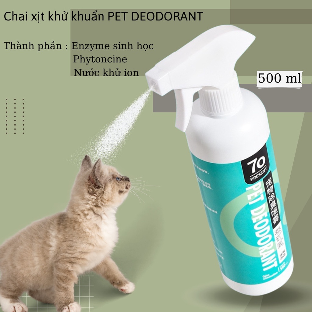 Xịt khử mùi hôi dành cho chó mèo PET DEODORANT YEUPET khử mùi 24h khử trùng 99% - 500ml