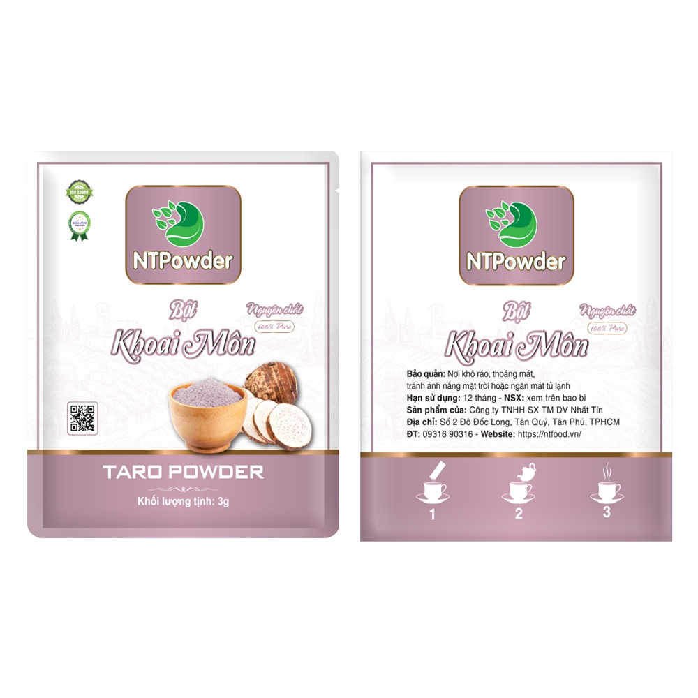 Bột Khoai Môn sấy lạnh NTPowder hũ 60gr / túi 100gr / hộp 20 gói x 3gr - Nhất Tín Food