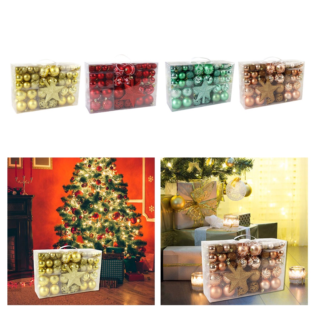 Set 2 / 100 Trái Châu Trang Trí Cây Thông Noel