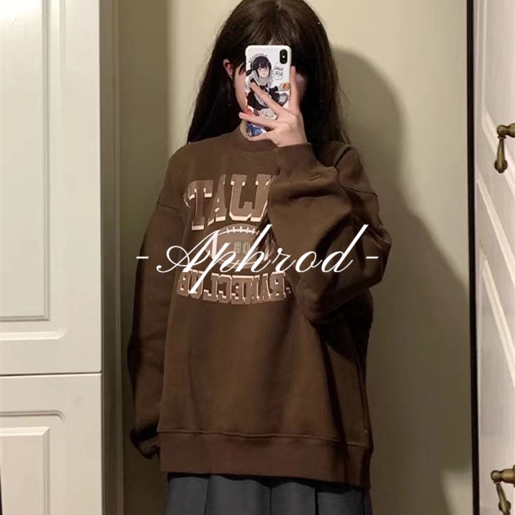 Aphrod Áo hoodie Cổ Tròn Bằng Len Thương Hiệu Mạ Sáng Chất Lượng Cao Cho Nữ