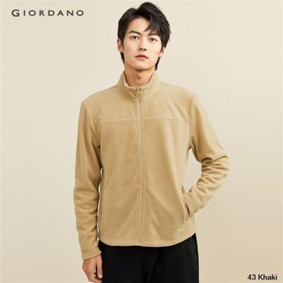Áo khoác GIORDANO 13071812 vải nỉ cổ đứng phối khóa kéo giữ ấm vào mùa thu đông