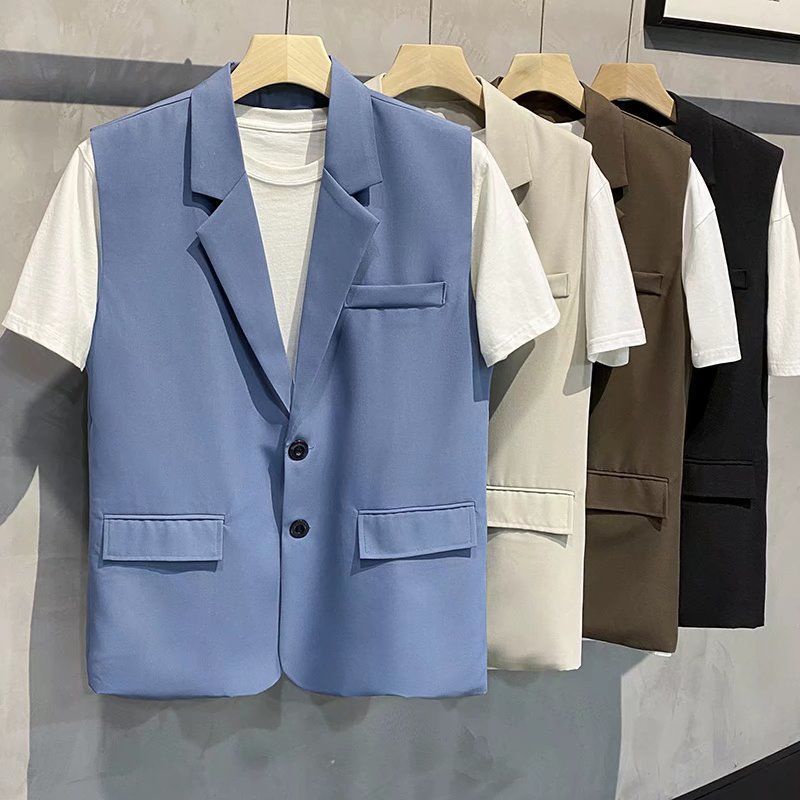 Áo blazer nam hàn quốc vintage unisex bigsize áo khoác  Áo Khoác vest Không Tay Phong Cách Hàn Quốc Cho Nam