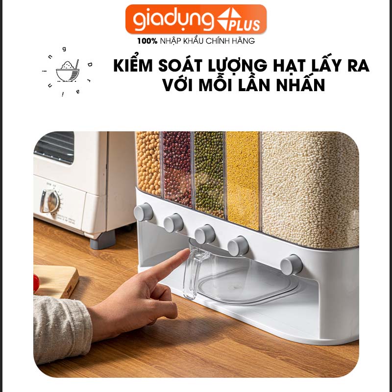 Thùng Đựng Gạo 10 Lít Nhiều Ngăn Đa Năng | Thùng Đựng Hạt Ngũ Cốc Thông Minh