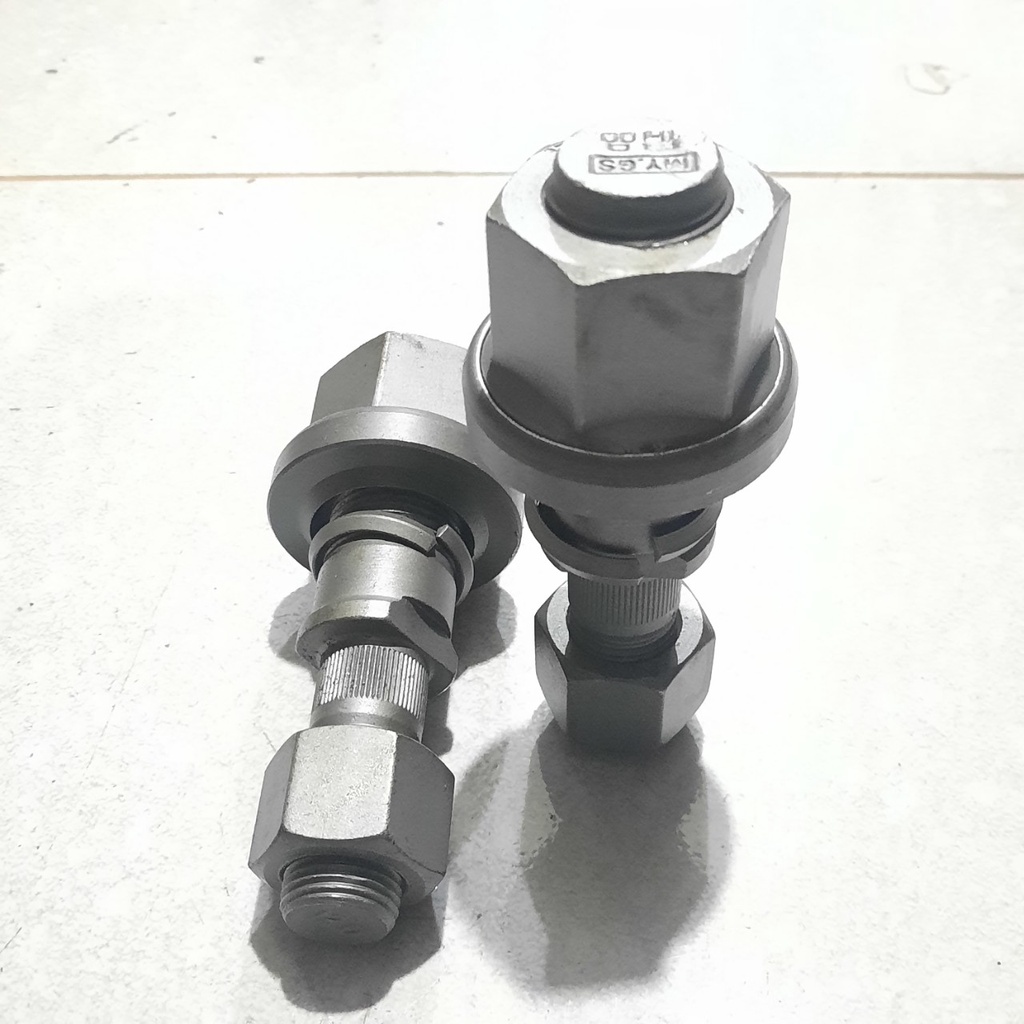 Bu lông tắc kê sau xe tải, ben trướng hải, TMT 3.5 tấn, mã số EQ1061 thân M20/M27 dài 115, màu ghi, ốc: 30/38