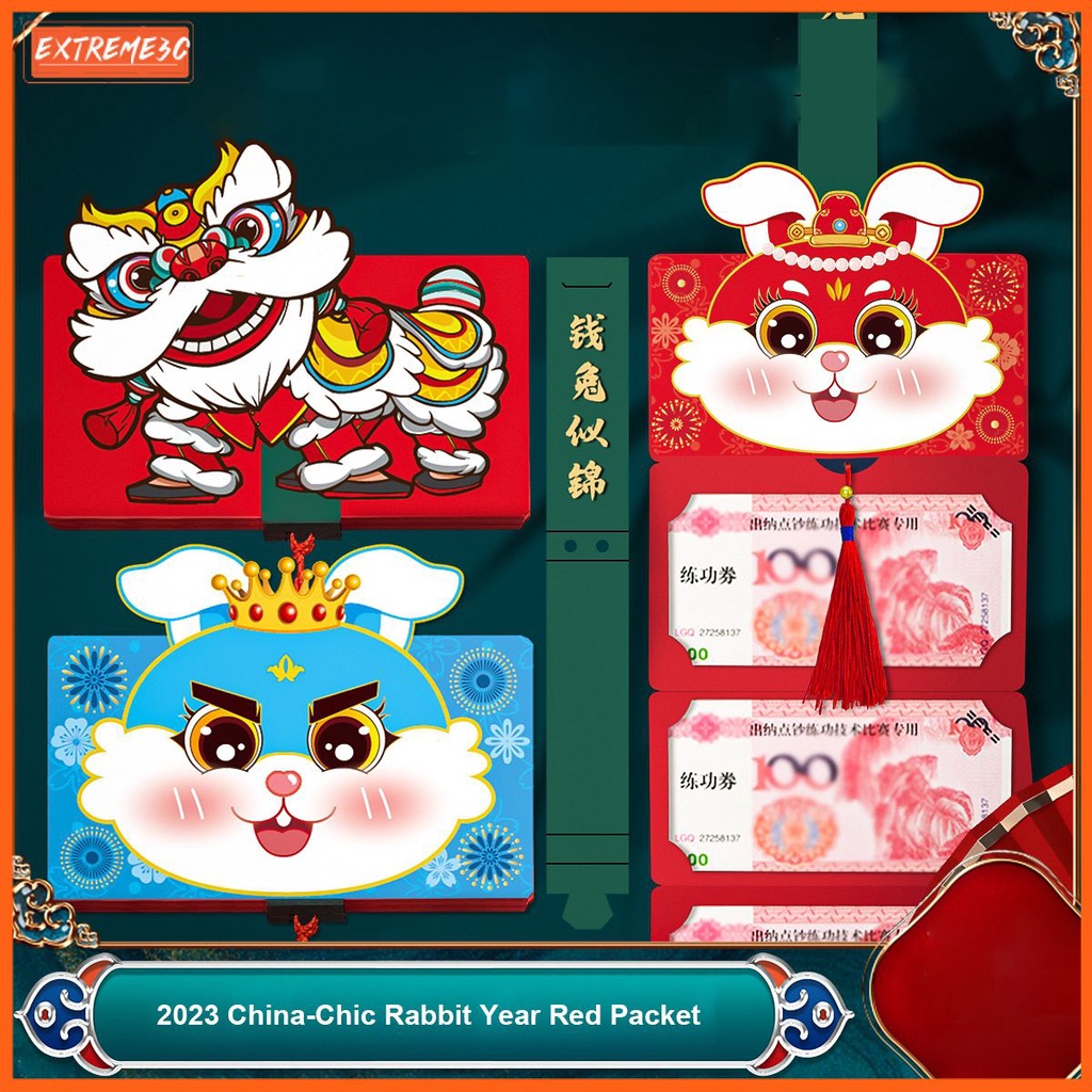 Cá Tuyết 2023 Trung Quốc Mới Năm Đỏ Bao Thư Gấp Đỏ Gói Tin 2/6/10 Khe Hoạt Hình Thỏ Đỏ Bao Thư Lễ Hội Mùa Xuân tiền Túi Cưới Đỏ Gói May Mắn Angpao