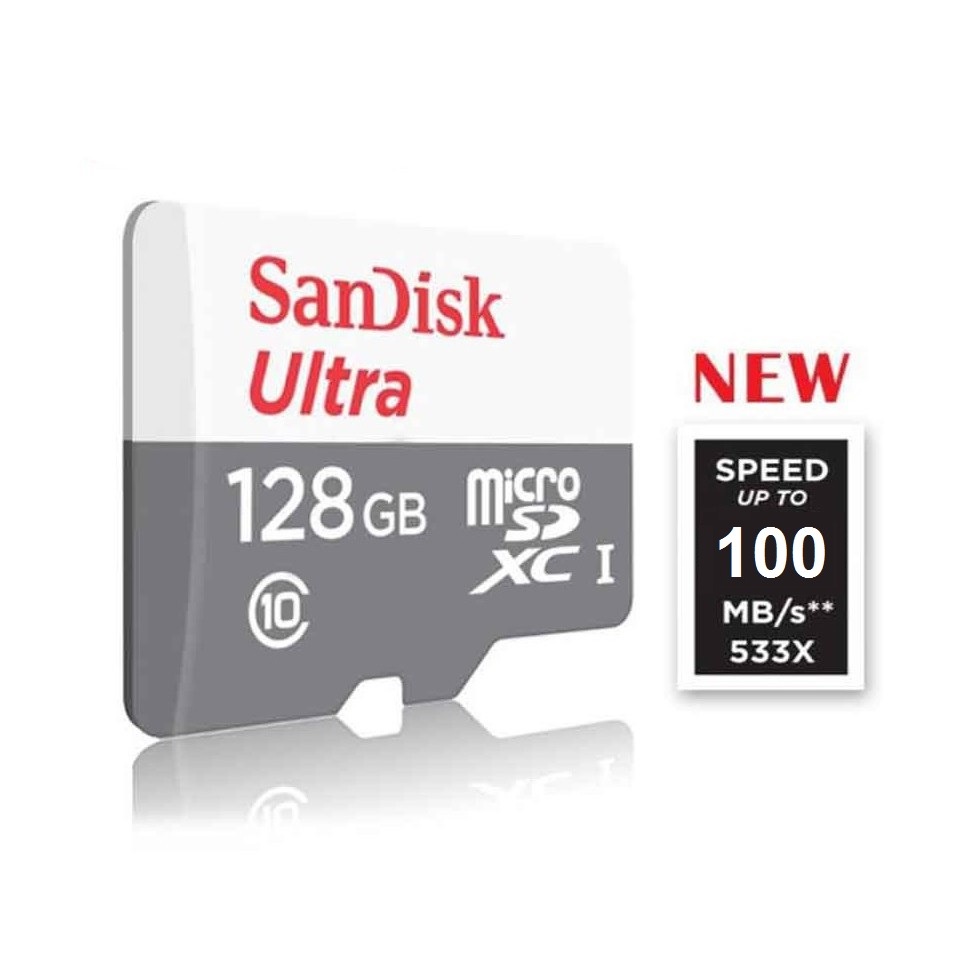 Thẻ nhớ micro SDXC Sandisk 128GB upto 80MB/s 533X Ultra UHS-I + Đầu đọc thẻ