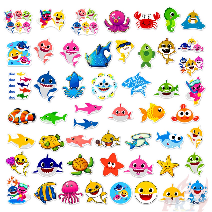50Pcs/Set ☆ Baby Shark Series 01 Stickers ☆ Children's Song DIY Fashion Waterproof Doodle Decals Stickers
