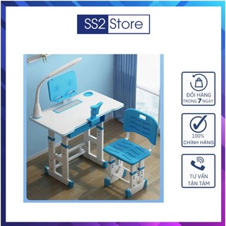[Freeship Extra] Bàn học sinh tiểu học chống gù lưng, chống cận, điều chỉnh độ cao - kèm đèn học và bảng để sách