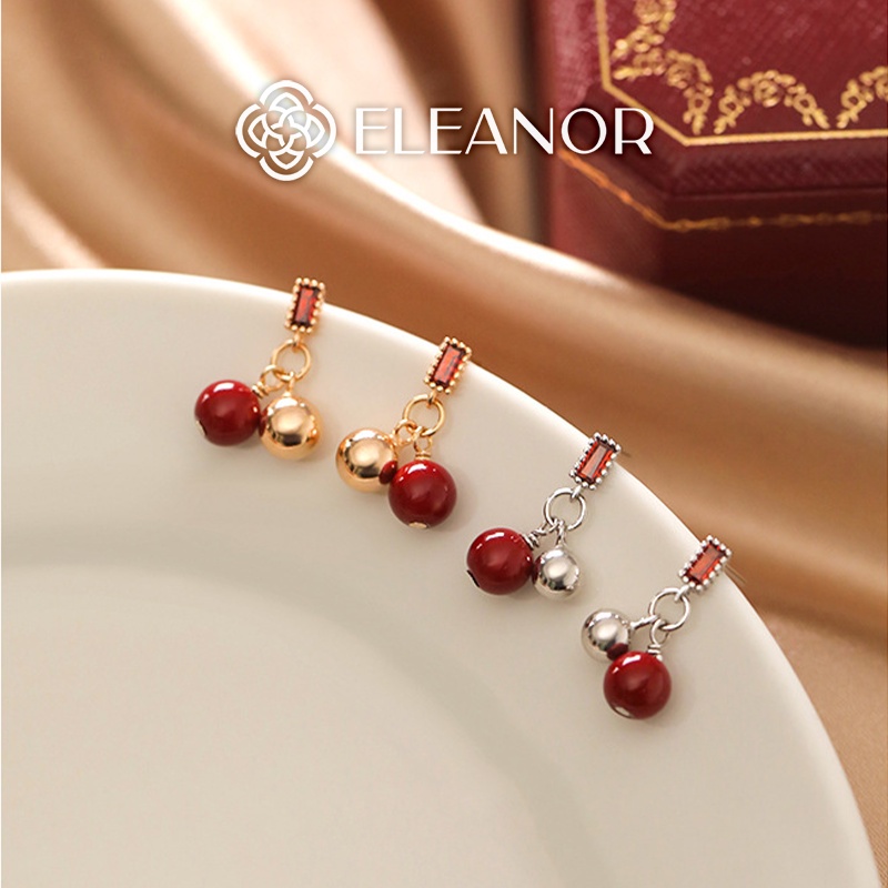 Bông tai nữ chuôi bạc 925 Eleanor Accessories đính đá bi tròn phụ kiện trang sức 5058