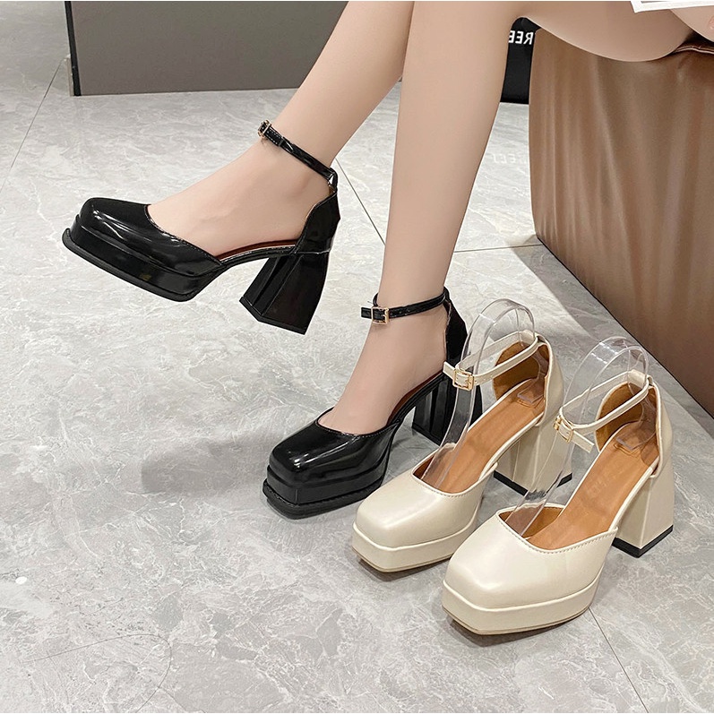 Dép cao gót 9 phân, guốc nữ cao gót thời trang sang chảnh GKD
