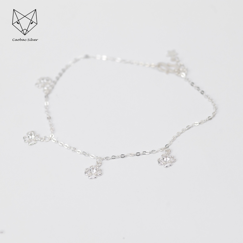 Lắc Tay, Lắc Chân Bạc Ta Cao Cấp CaoBac Silver Họa Tiết Hoa Bốn Lá Rỗng Lấp Lánh Món Quà Dành Tặng Riêng Cho Bạn Gái