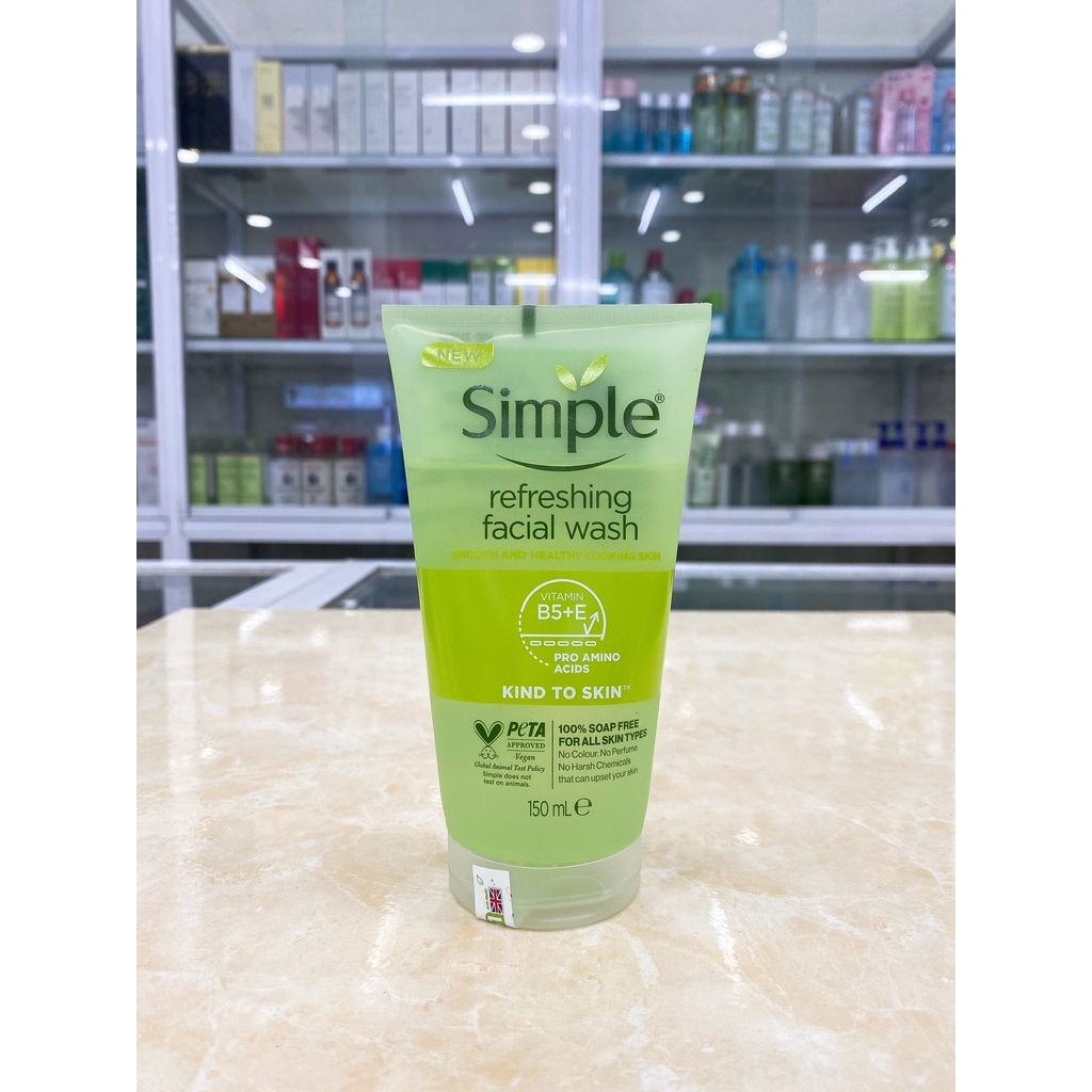 Sữa Rửa Mặt Dịu Nhẹ Simple Kind To Skin Refreshing Facial Wash Gel 150ml Mẫu Mới
