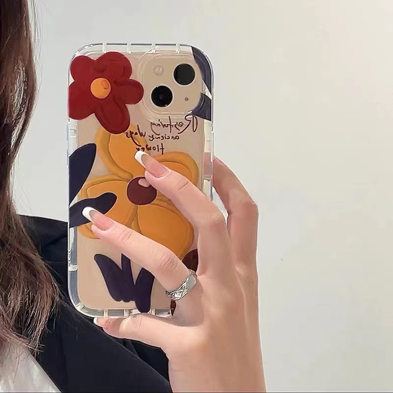 Ốp Điện Thoại TPU Dẻo Trong Suốt Họa Tiết Hoa Hướng Dương Chống Sốc Cho IPhone 14 13 12 11 Pro XS Max X XR 8 7 6 6S Plus