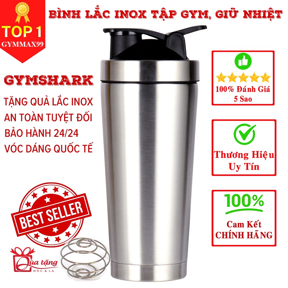 Bình Nước Giữ Nhiệt Thể Thao, Bình Lắc Inox 304 750ml, Bình Giữ Nhiệt GymShark Tập Gym, Thể Thao, Du Lịch, Văn Phòng