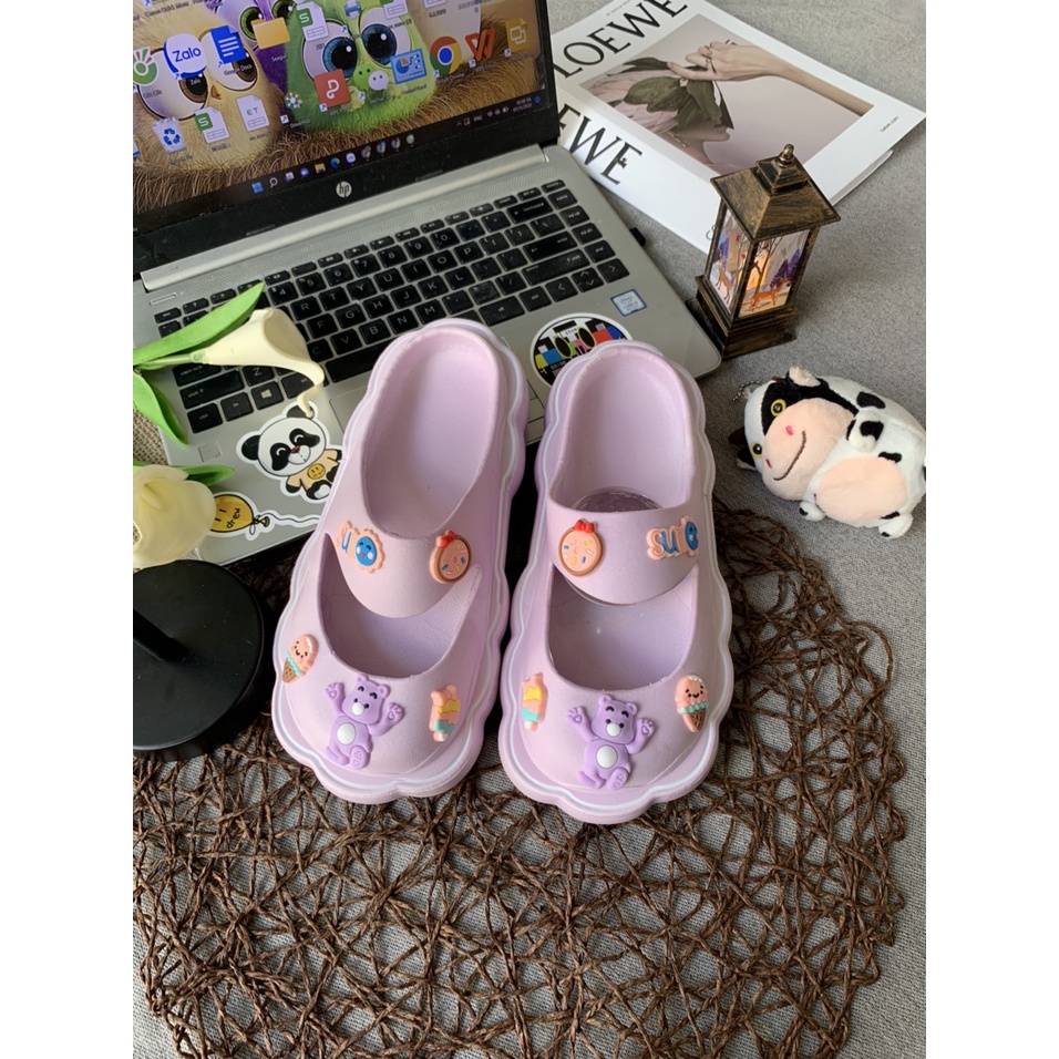 JY479- D14 - Dép crop  nữ  thời trang bánh bèo siêu  dễ thương cực xinh vintag đế mềm chắc chắn