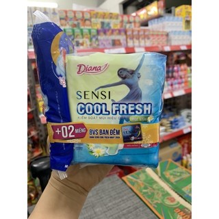 Conbo 2 gói băng vệ sinh Diana mát dịu tặng 2 miếng bvs Diana cool fresh đêm 29cm