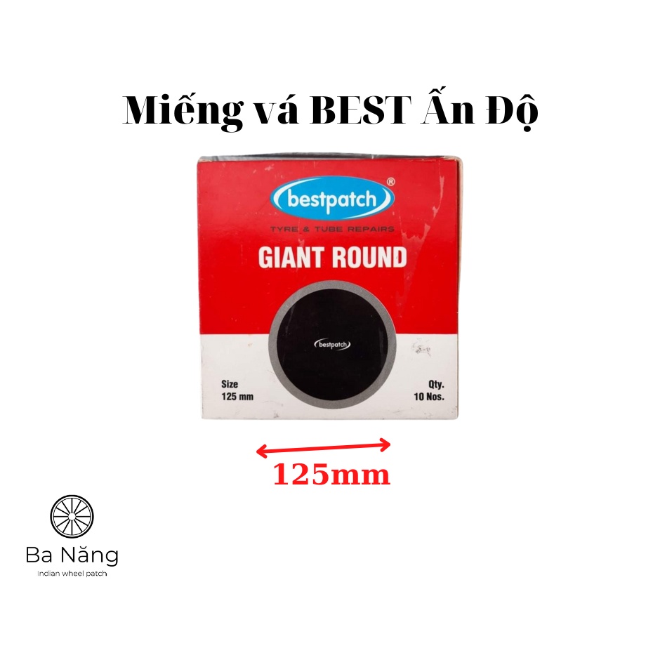 Miếng vá săm, vá ruột, vá lốp, vá vỏ xe máy, ôtô BEST hình tròn (Giant round 125mm) (Hộp 10 miếng)