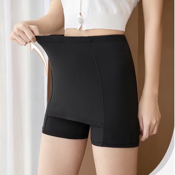 Quần Short Legging Lụa Lạnh Hai Lớp Không Đường May Mặc An Toàn Chống Lộ Hàng Mới JP5