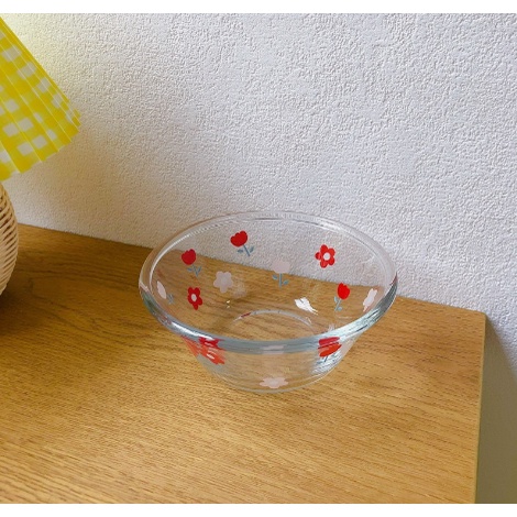 Bát hoa nhí BTT4 tô thủy tinh tròn dễ thương 550ml 15cm