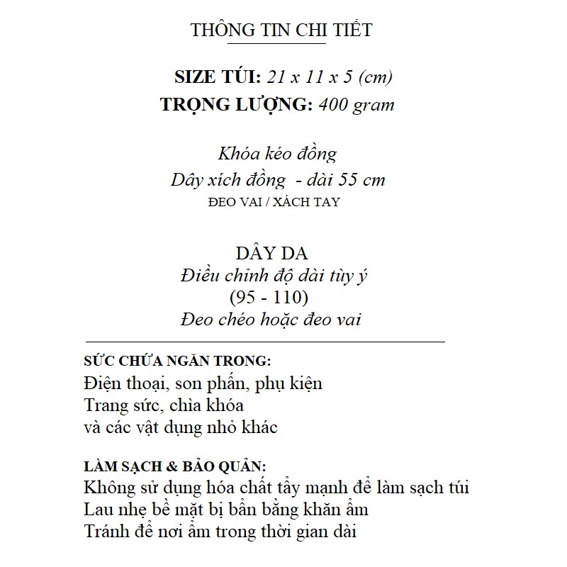Túi xách nữ đeo chéo hàn quốc cao cấp dây xích HAI BẢY TX2