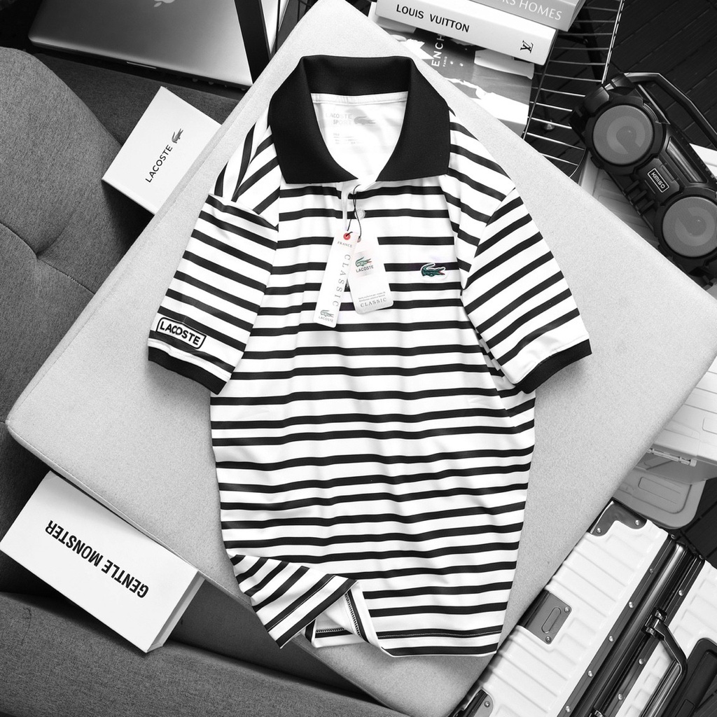 Áo Polo Nam Lacoste Cá Sấu Có Cổ Thời Trang, Áo Phông Chất Vải Cotton Dày Dặn Chuẩn Form Dáng