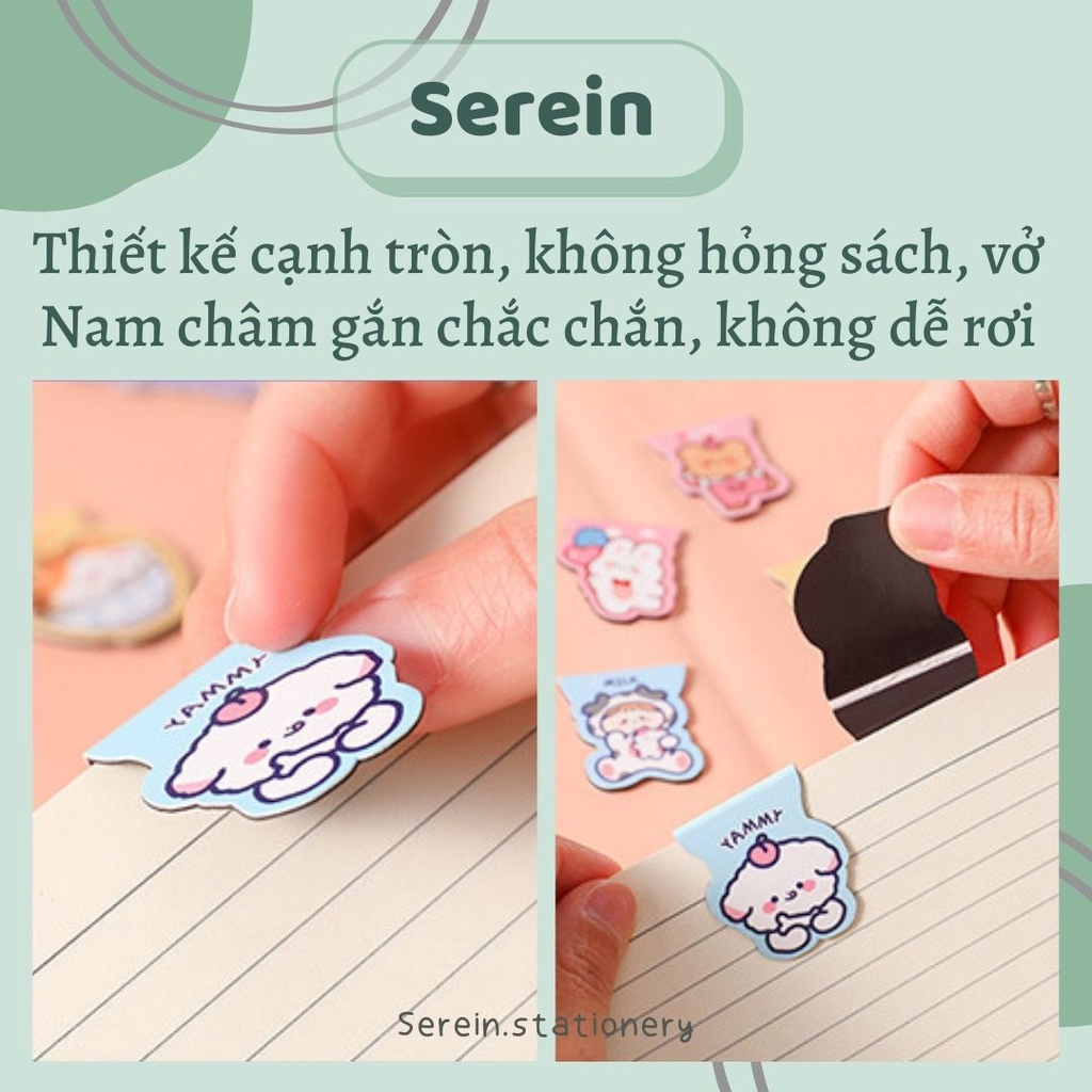 Bookmark nam châm đánh dấu sách cute SEREIN kẹp đánh dấu trang hoạt hình văn phòng phẩm phong cách Hàn Quốc