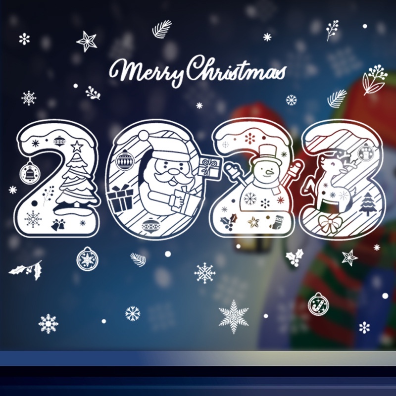 Miếng Dán Cửa Kính Trang Trí Giáng Sinh Năm Mới 2023 Hình Hoa Tuyết / Ông Già Noel / Cây Thông &amp; Người Tuyết