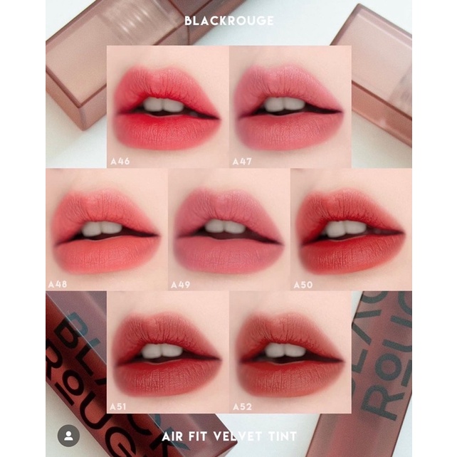 Son kem Black Rouge Air Fit Velvet Tint Ver.9 Acoustic Mood màu A46 A47 A48 A49 A50 A51 A52