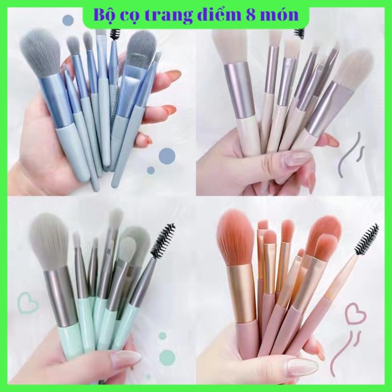Bộ cọ trang điểm 8 món Vintage lông mềm mại siêu xinh AD