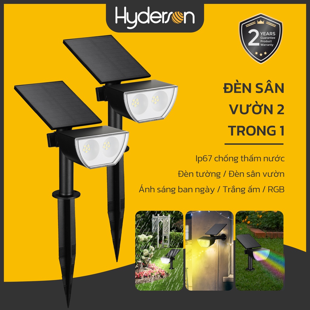 Đèn led Hyderson IP67 2 bóng sử dụng năng lượng mặt trời chống thấm nước