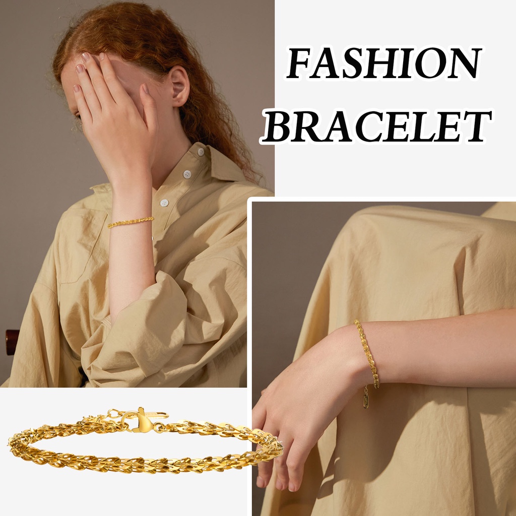 Vnox Vòng Tay Mạ Vàng Hình Đuôi Phượng Hoàng 3.5MM Đơn Giản Trang Sức Cho Nữ