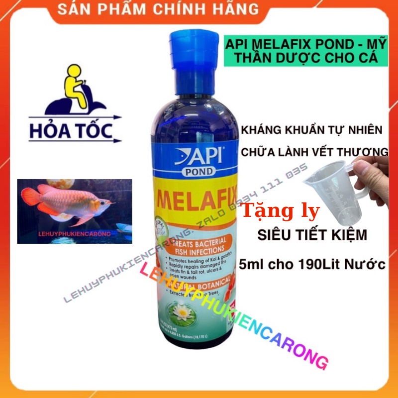 MELAFIX POND Chai 473 + Tặng Ly Thần Dược Trị Nấm Cá Và Diệt Khuẩn Hàng Chính Hãng API MỸ