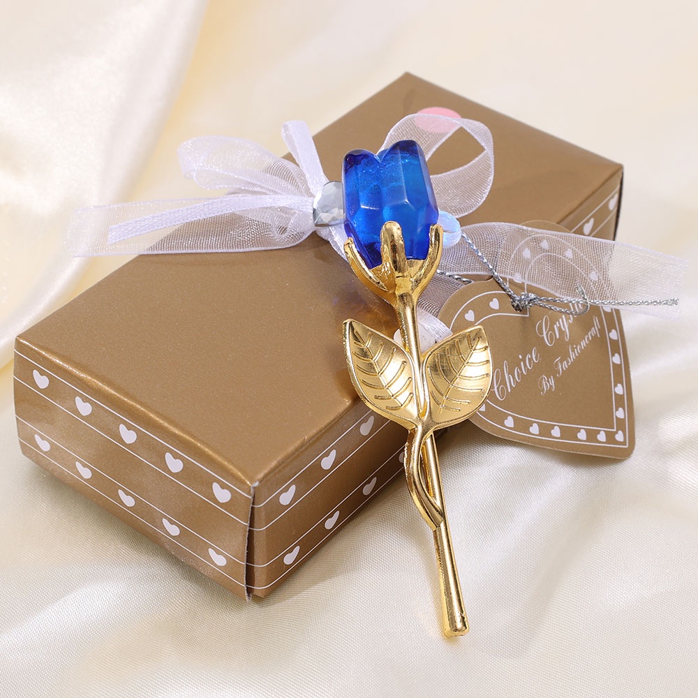 [Có Hộp] Hoa Hồng Bằng Thủy Tinh Mạ Vàng Bạc Trang Trí Đám Cưới Sáng Tạo