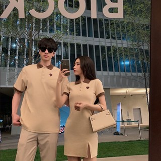 Bộ đôi polo redamancy -set đôi 2 màu đen, be