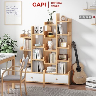 Kệ sách gỗ hình cây kệ sách đã tầng có ngăn kéo đựng đồ IGA - GP171