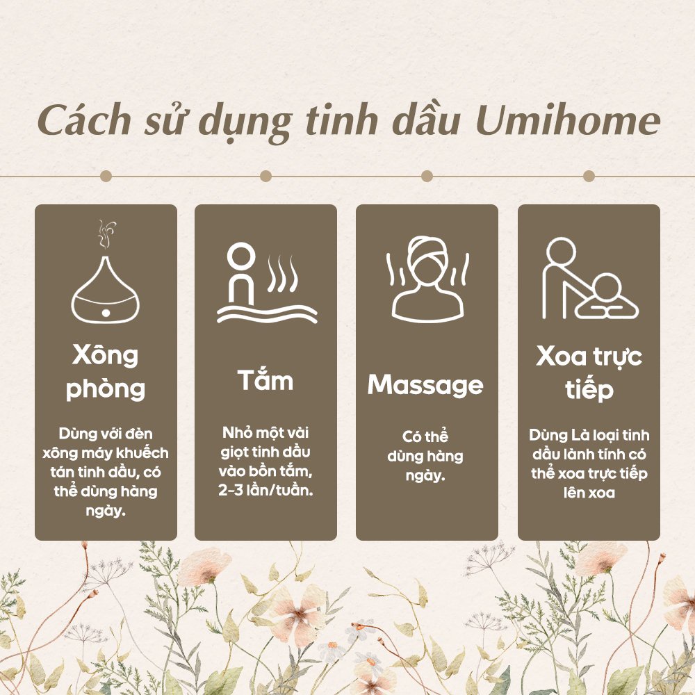 Tinh Dầu Thiên Nhiên Nguyên Chất Umiha 10/30ml | Tự Chọn Mùi | Giúp Thơm Phòng, Xả Stress, Kích Thích Miễn Dịch Dịch