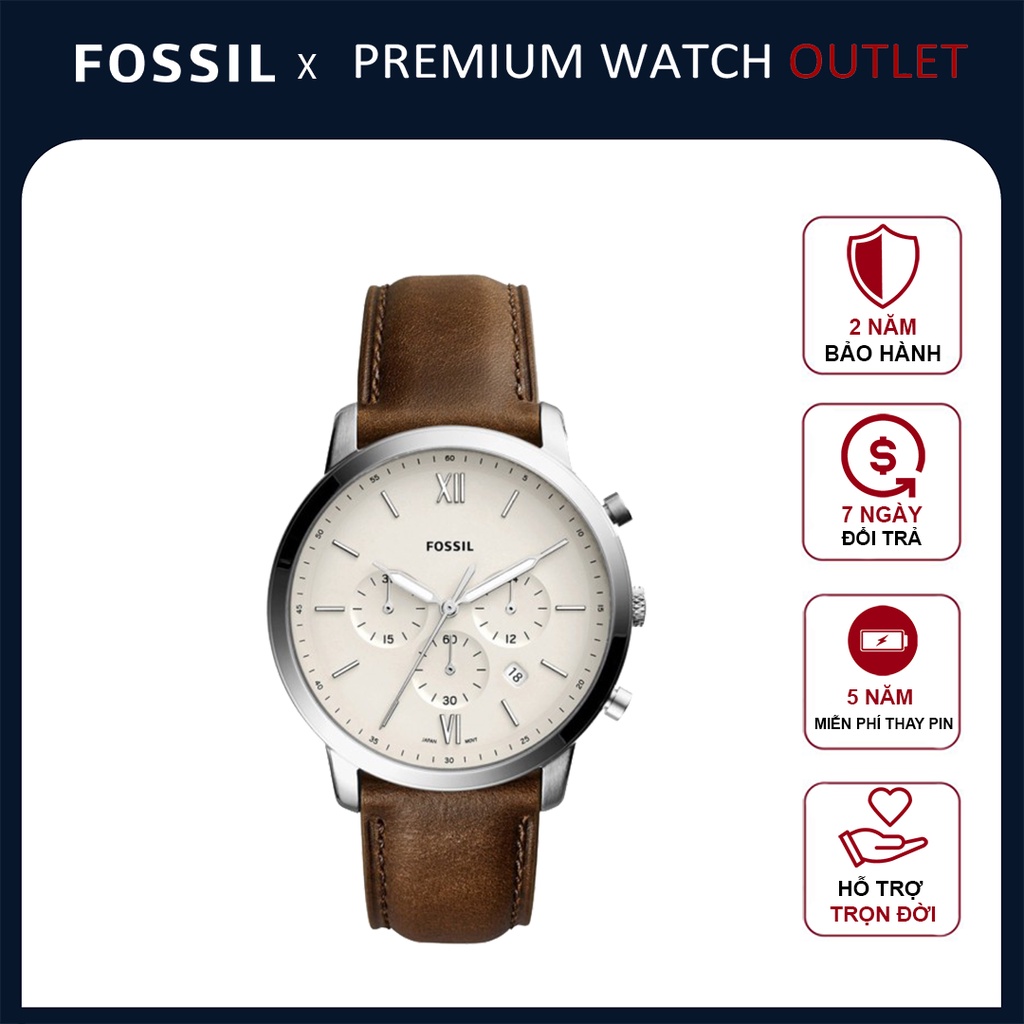 Đồng hồ nam Fossil FS5380 Neutra Chronograph Men Beige Dial Brown Leather Strap