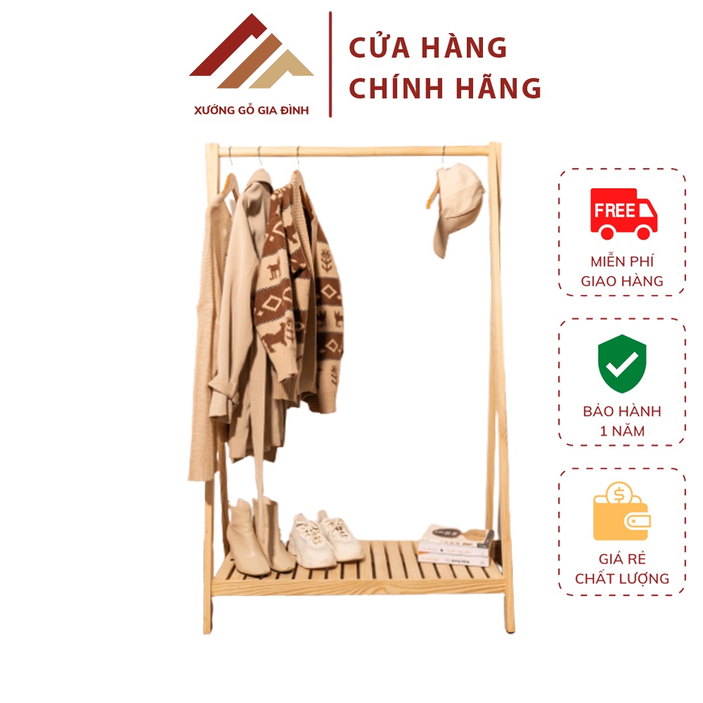 Kệ treo quần áo chữ A có 1 tầng để giày dép, đồ đạc, trang trí decor nội thất giá treo quần áo bằng gỗ MDF cao cấp