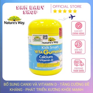 KẸO GUM CANXI CHO BÉ NATURE'S WAY VITA GUMMIES CALCIUM + VITAMIN D – LỌ 60 VIÊN