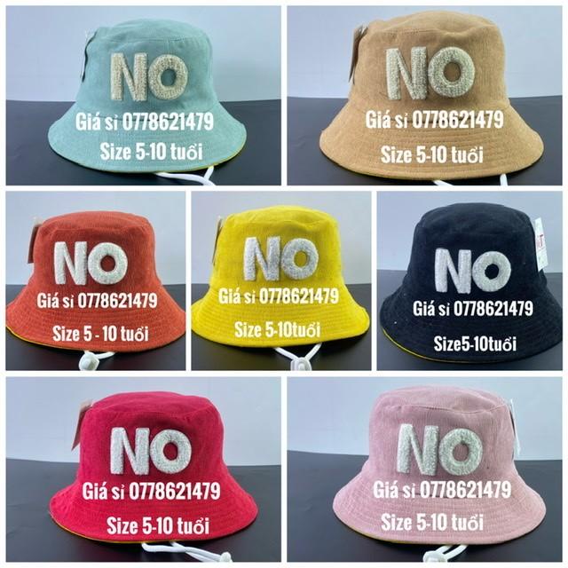 Mũ bucket trẻ em 5-10 tuổi : nón bo nhung chữ NO xù hàn quốc thời trang cho bé