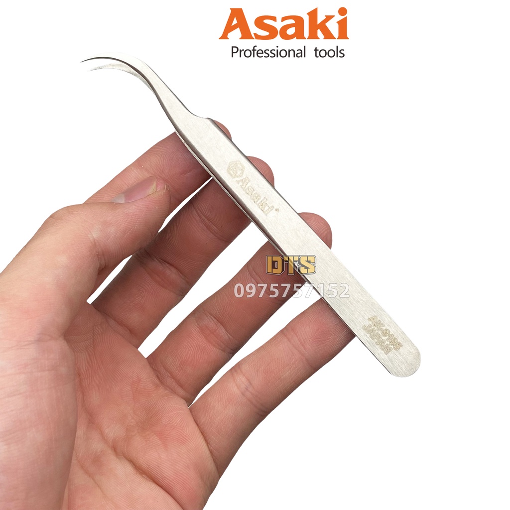 Nhíp gắp linh kiện mũi cong INOX Asaki AK-9195, nhíp đa năng sửa chữa điện tử, điện thoại, máy tính - Độ chính xác cao