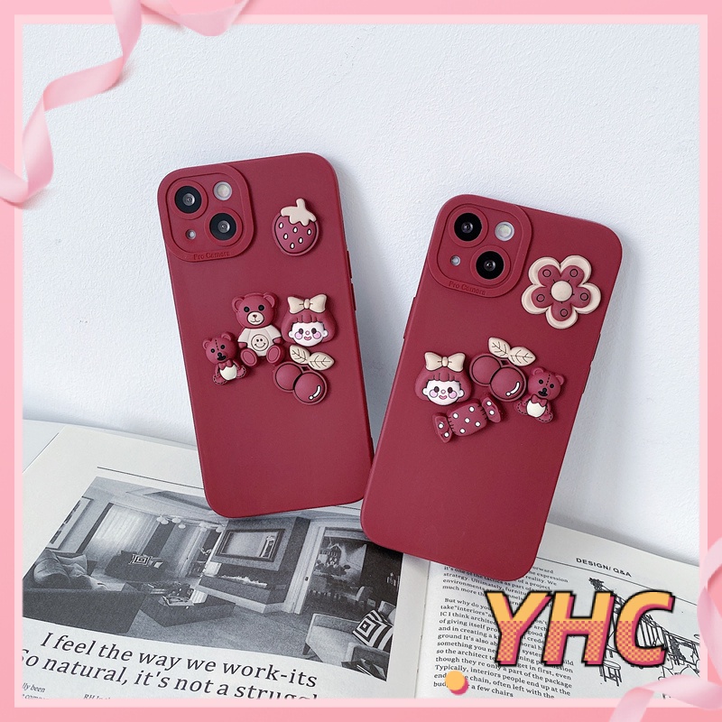 Ốp iphone Hình Hoa Màu Đỏ Đáng Yêu Cho Iphone6 6splus 7 7plus 8plus XR X XS 11 12 Pro max Plus Promax max-063