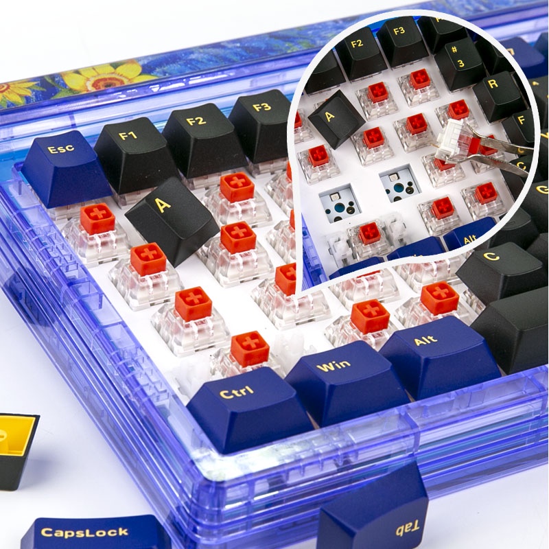 Bàn phím cơ không dây Gasket Newmen GM980 Nebula, Layout 100 phím, Keycap PBT Doubleshot, Led RGB, đệm giảm âm silicone