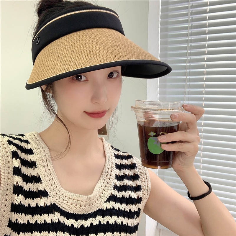 Nón Cói Nửa Đầu Có Thể Xếp Gọn Phối Viền Kẻ