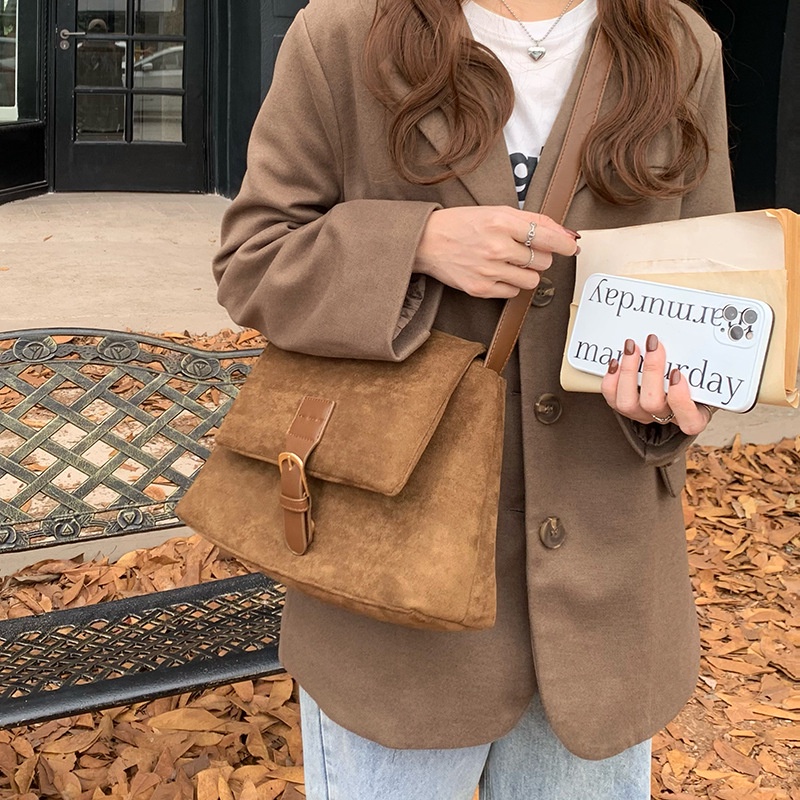 Túi Da Lộn Đeo Chéo Phong Cách retro Hàn Quốc 2022 Cho Nữ GXYXB342