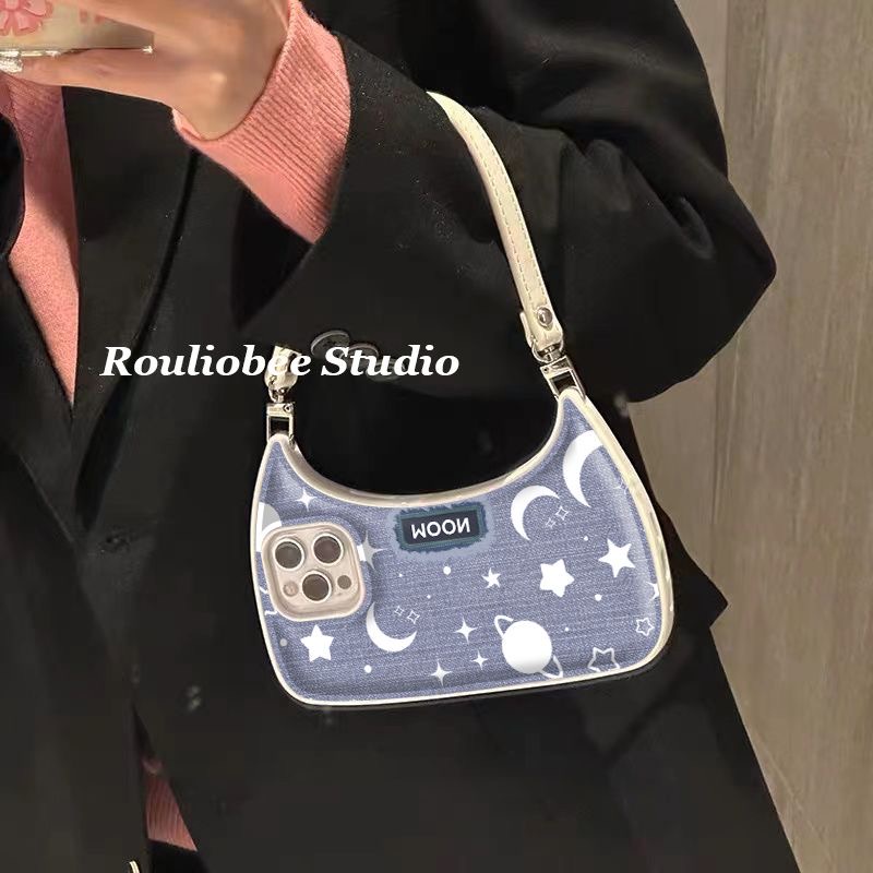 Ốp Điện Thoại Dạng Túi Xách Hình Mặt Trăng Cho iPhone 14 Pro Max 14 Plus 13 Pro Max 12 Pro Max 11 Pro Max XR Xs Max 7 8 Plus SE 2020